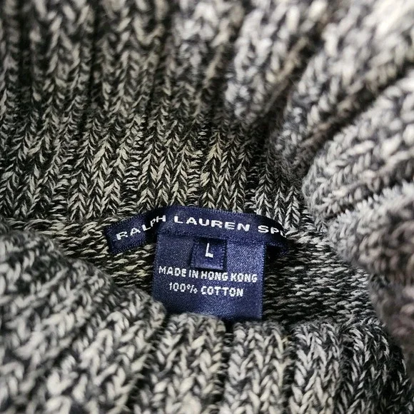 Ralph Lauren Sport Flag Sweater Knit Turtleneck Pullover Americana Gray Large - Picture 8 of 9